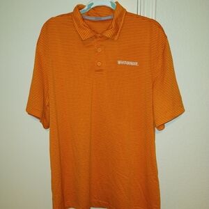 Whataburger Orange Striped Uniform Shirt Sleeve Polo Shirt Men's sz XL.